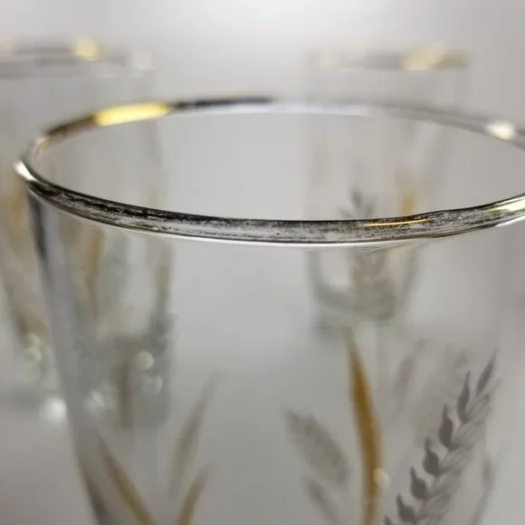 Libby Wheat Spray Cocktail Glasses, White and Gold Wheat Tumblers, Circa 1960 - Picture 9 of 15